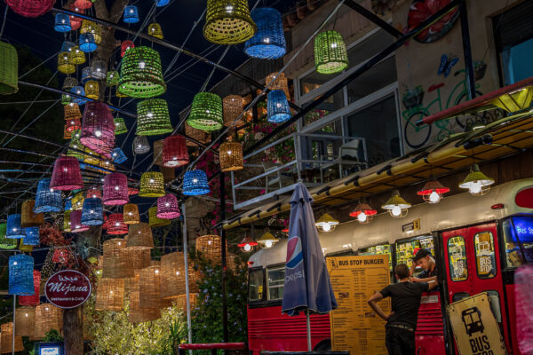 Street in Amman, Jordan, with unique lighting creating a warm and atmospheric scene